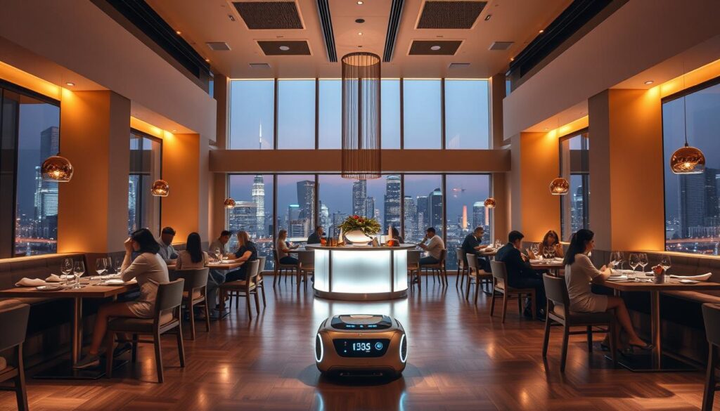 restoran modern dengan robot pelayan